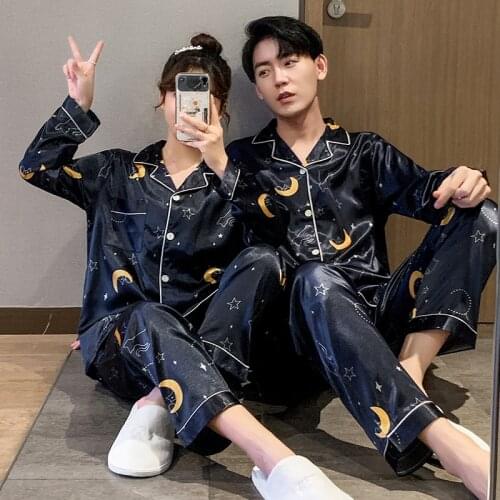 New Luxury Pajama set Satin Silk Pajamas Sets Couple Sleepwear Family Pijama Lover Night Suit Men & Women Casual Home Clothing