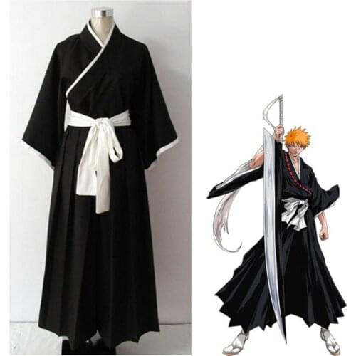 Cosplay Costume Bleach Kurosaki Ichigo Robe Cloak Coat Halloween Costume