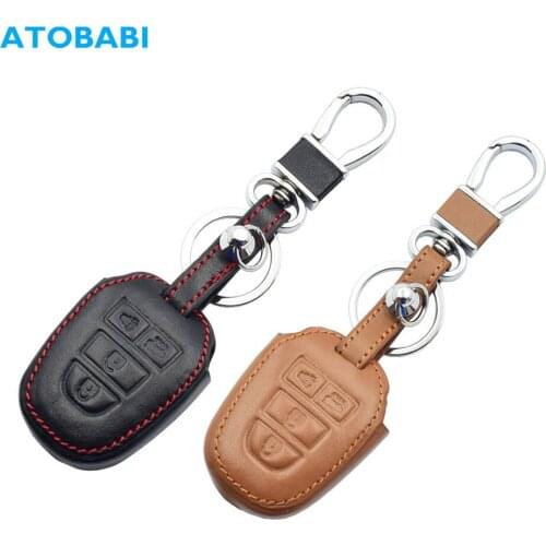 Leather Car Key Case For Toyota Tacoma Camry Corolla RAV4 Vios Prius Highlander Remote Fob Cover Keychain Bag Auto Accessories