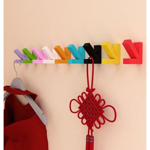 Colorful Creative Arrow Wall Mounted Colour Painting Wood Hook Hanger Hat Coat Door Clothes Rack Decorate