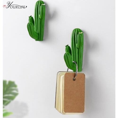 OYOURLIFE Creative Resin Cactus Wall Hook Key Hanger Self-adhesive Three-dimensional Hanger Hook Home Decoration Accessories