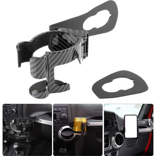 Multi-Function Drink Cup Phone Holder 2 in 1 Bolt-on Stand Bracket Organizer for Jeep Wrangler JK 2012-2018 Carbon fiber Rack