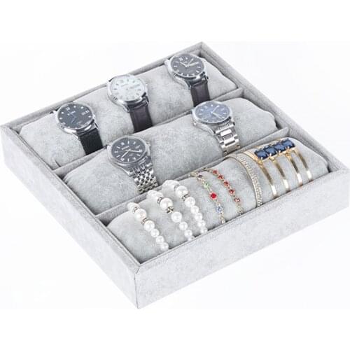 Fashion 3 Grids Watches Holder Bracelets Anklet Hair-binding Tray Box bijoux Jewelry Display Organizer Removable Long