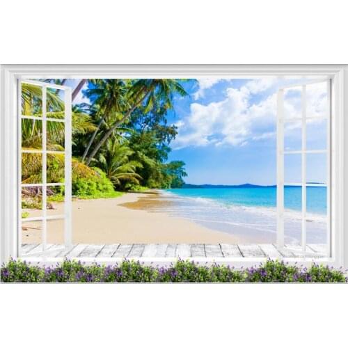 Custom any size mural on the wall paper 3d Floor-to-ceiling windows beach sea view home decor photo Wallpaper in the living room