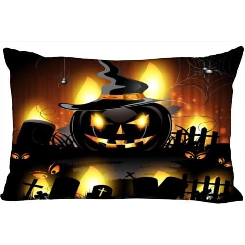 Custom Halloween Party Pillowcase Satin Fabric Pillow Cover Rectangle Zipper Pillow Cases Home Office Wedding Gothic Decorative