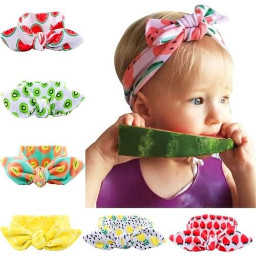 Summer new fruit series childrens DIY elastic hairband with rabbit ears watermelon baby headband baby girl hair accessories