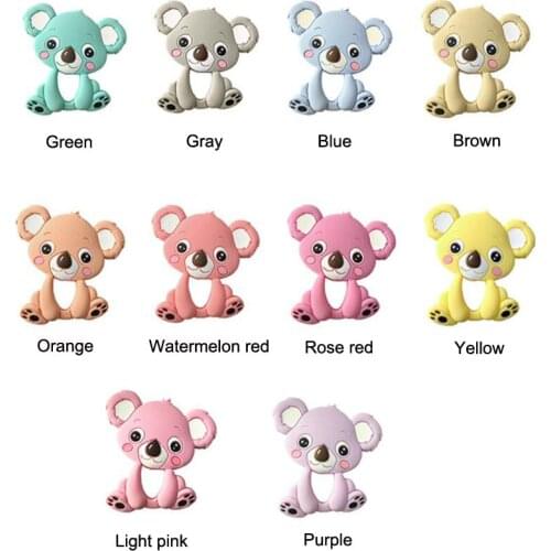 Safety BPA Free Silicone Teethers Cute Animal Teething Pendant Necklace DIY Handmade Chew Charms Baby Teething Gift Toddler Toys