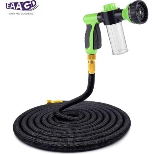 Garden Hose Expandable Hose With All Brass Connectors, 8 Pattern Spray And High Pressure, Expanding Garden Hose