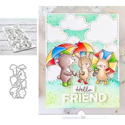 Rabbit in the Rain Umbrella Cutting Dies & Stamps Scrapbook Dariy Decoration Stencil Embossing Template Diy Greeting Card 2021