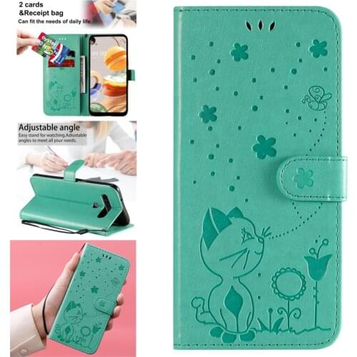 Silicone Cases For case LG K61 Ajax Green PU Leather Wallet Phone Bag Luxury Cover LG phone case Q61 Q630 Mobile Case Protect