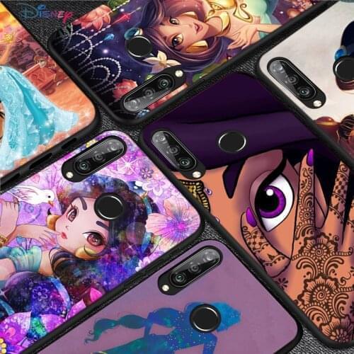 Silicone Cover Disney Jasmine Princess For Huawei P50 P40 P30 P20 Pro P10 P9 P8 Lite E Plus 2017 2016 5G Black Phone Case
