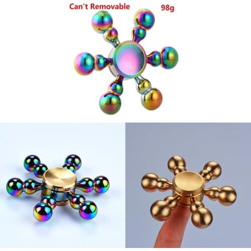 Fidget Hand Spinner Six Arms Gourd Pure Copper Fingertip Gyro Finger Spinner Relieve Autism Stress Funny Hands for Fingers