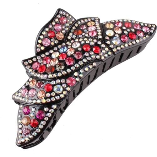 Rhinestone Leaf Hair Clip Crystal Hair Claws Crab Clips Female Crystal Clamps Hairpin Shiny Fashion Hair Accessories Tools