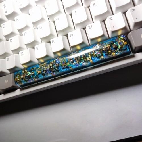 Jeweled Design Blue 6.25u Resin Spacebar Keycaps For Cherry Gateron Kailh TTC Switch Stabilizer Handmade Key Caps