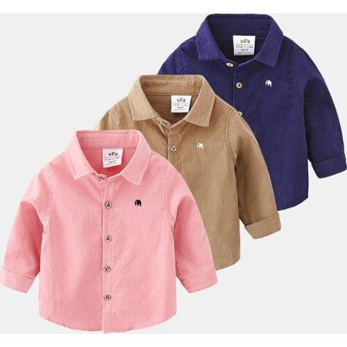 Baby Boy Corduroy Shirt Cartoon Embroid Infant Toddler Kid Blouse Outwear Long Sleeve Autumn Spring Top Baby Clothes 1-10Y