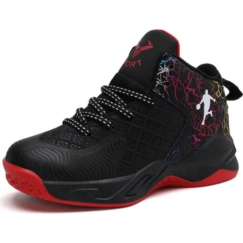 Boys Shoes High Quality Leather Basketball Shoes Non-slip Kids Sneakers Children Sport Shoes Child Boy Basket Trainers Athletic