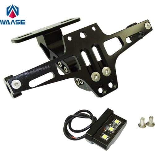 Waase For Yamaha MT07 MT09 MT10 R1 R3 FZ1 FZ6 TMAX530 TMAX 500 XMAX XJ6 XJR1300 Rear License Plate Mount Holder with LED Light