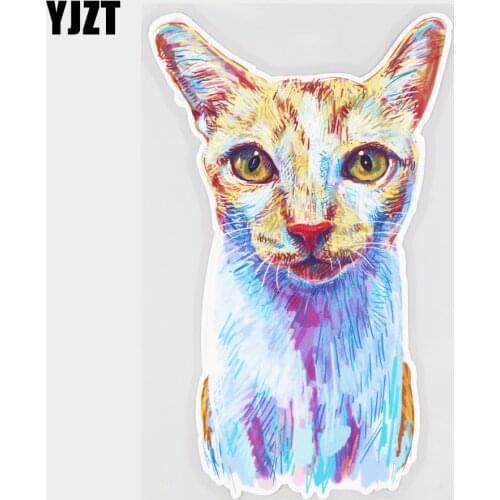 YJZT 11.5×19CM Cartoon Hand Drawn Cat Fashion Scratch Occlusion Bumper Decoration Car Stickers 21A-0546