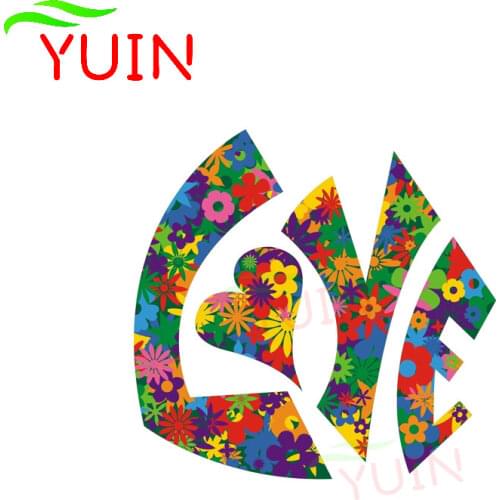 Funny Decals Love Flower Power Car Sticker Fashion PVC Body Decoration Accessories Waterproof Sunscreen Decal 12*12cm