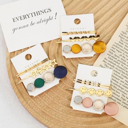 3 Pcs/set Women Hairpin Acrylic Hair Clip Party Banquet Hair Decoration Holiday Casual Head Accessor