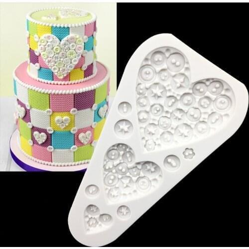 Wholesale 10 pcs Silicone Buttons Shapes Fondant Cake Chocolate Candy Jello Silicone Decorating Mold Tools