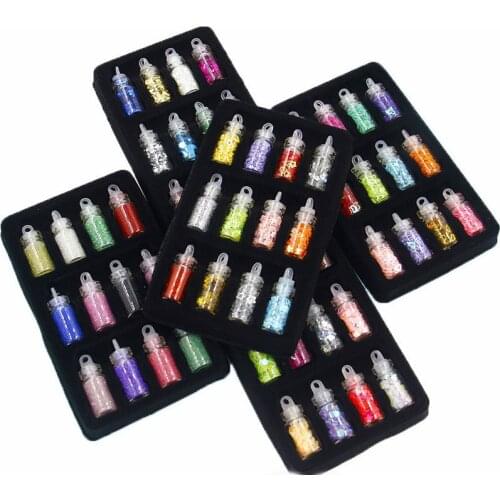 12Pcs/set Sequins Glitter Slices Filler Fluffy Clear Slime Art DIY Charms Slime Supplies Lizun Accessories Kit Toys for children