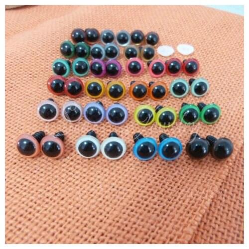 200pcs hand craft 12mm round safety plastic toy eyes with washer color by randomly/#dt