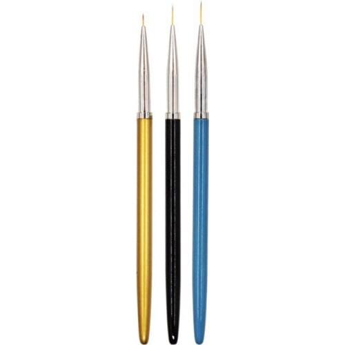 3pcs/set 6/8/11mm Sequins Nail Art Metal Bar Painting Brush Flower Design Stripes Lines Liner DIY Drawing Pen Manicure Tools