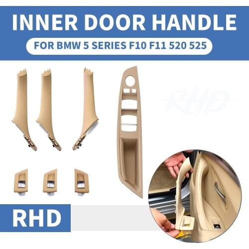 4/7PCS Set Right Hand Drive RHD For BMW 5 series F10 F11 520 525 Black Beige Gray Car Interior Door Handle Inner Panel Pull Trim
