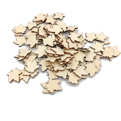 50pcs Maple Leaf Laser Cut Wood Maple Leaf Embellishment Wooden Shape Craft Wedding Decor 30mm