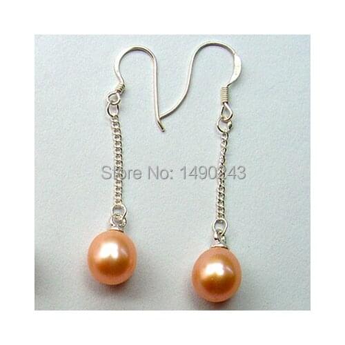 7-8mm Natural Pink Drop Fashion Pearl Earring with Sterling Silver Hook