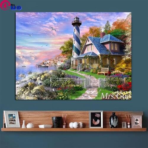 Diamond Painting 5d Seahorse Lighthouse Landscapes Rhinestone Cross Stitch Kit Diamond Embroidery Picture Mosaic Handmade Art