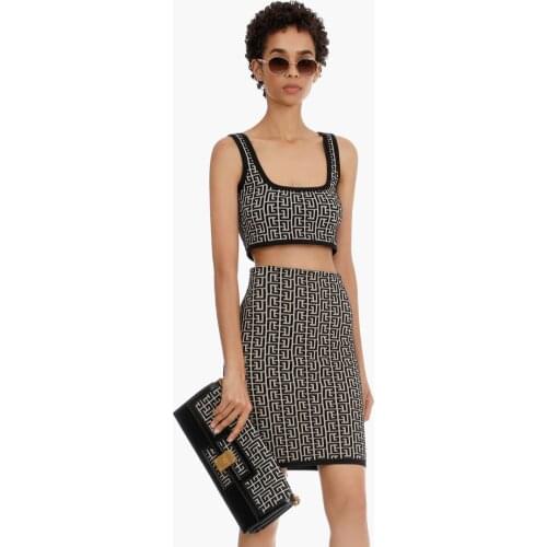BEAUKEY 2021 New Women Mini Sexy Bandage Slim Skirt & Strap Square Neck Short Top 2 Piece Set Bodycon Party Celebrity Evening