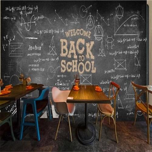 Custom large 3d wallpaper mural retro nostalgic blackboard formula bar background wall decoration painting wallpaper mural