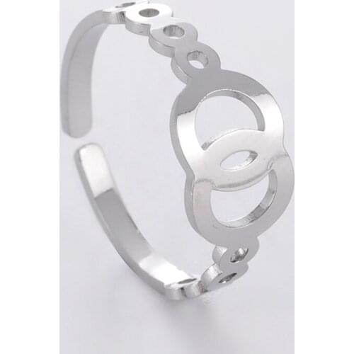 Cazador New Adjustable Hollow Geometric Womens Rings Stainless Steel Round Circles Ring Engagement Wedding Jewelry 2021 Trends