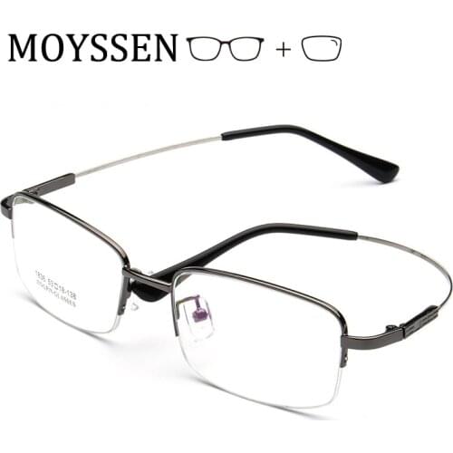Formal Square Light Flexible Titanium Alloy Half Frame Metal Glasses For Business Men Myopia Presbyopia Prescription Eyeglasses