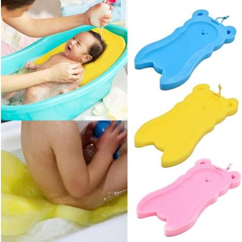 Baby Bath Holder Non-slip Bed Infant Shower Sponge Cushion Cartoon Bath Mat Newborn Baby Shower Nets Bath Pad 3 Colors
