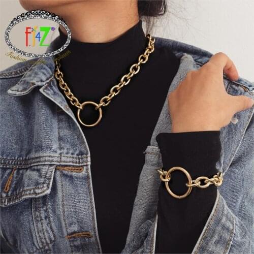 F.J4Z new arrival fashion simple punk hip hop rock stylish link chain crilce pandent necklace trendy sexy night club jewelry