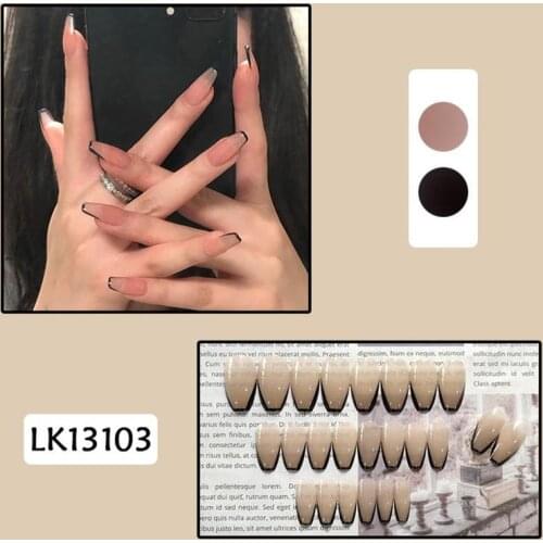 French Short False Nail Nude Black Ballet Wearing Manicure Finished Fake Nails DIY Nail Salon Removable Nail Patch 2021