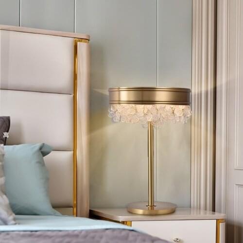 Art fan all copper light luxury flower crystal desk lamp floor lamp 2020 new style original simple decorate light