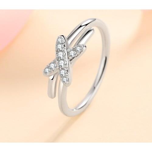 Inbeaut Classic 925 Silver Pass Diamond Test Excellent Cut 0.14 ct D Color Moissanite Cross Ring Wholesale Jewelry for Wedding