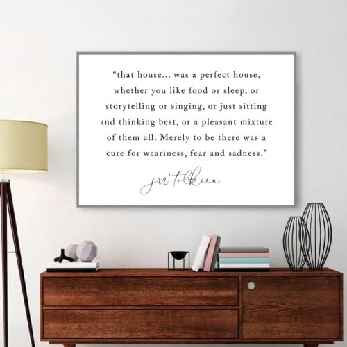 J.R.R. Tolkien Family Sign Quote Art Prints Literature Book Wall Art Canvas Painting Inspirational Poster Living Room Home Decor