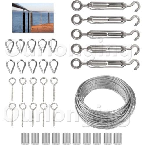 Cable Railing Kits Include 316 Stainless Steel Cable Lag Screw Eye Screw Turnbuckle Tensioner For Stair Balustrades Deck Railing