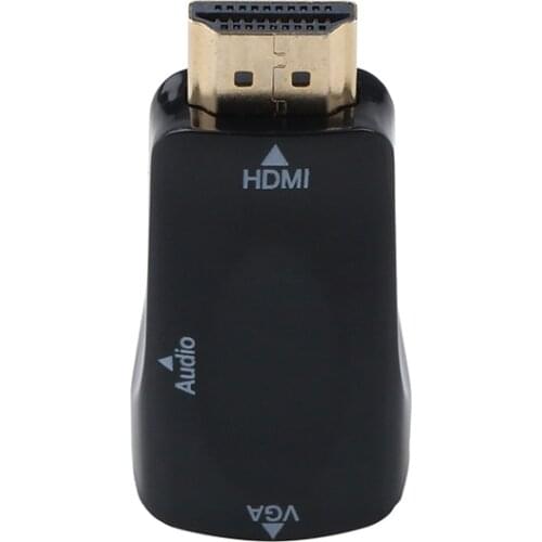 Kebidu Mini HDMI compatible to VGA audio output converter adapter audio cable, male to female support HD 1080P for PC laptop