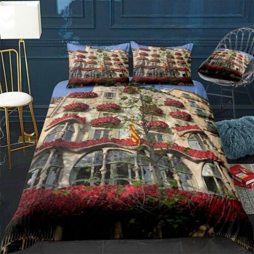 Barcelona Gaudi Quilt Cover Pillowcase 3Piece Comforter Bedding Set With Pillow Case Single Double Duvet Cover Home Decora