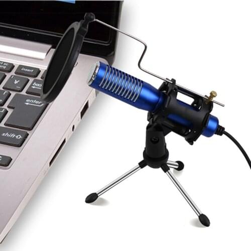 USB Condenser Microphone Tripod Stand Set Mobile Phone Live Broadcast Omnidirectional Digital Microphone for Recording