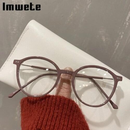 Imwete Fashion Blue Light Blocking Glasses Frame Women Men Round Eyeglasses Oversized Computer Eyewear Optical Frames