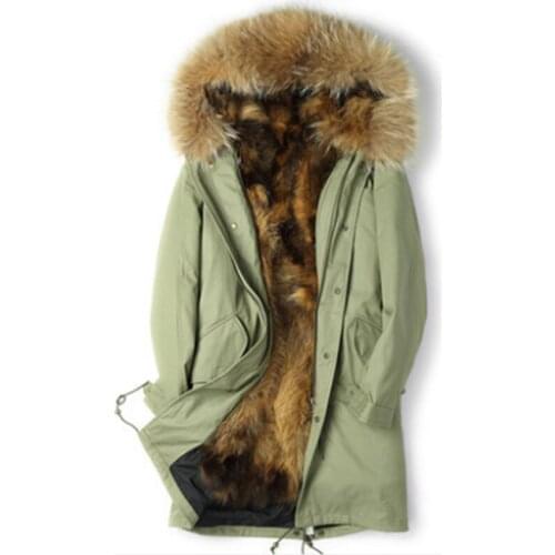 Parka Men Real Raccoon Fur Liner Long Coat Winter Jacket Plus Size Parkas Chaqueta Hombre JHLPKF-01 MY1153