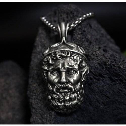 Greek mythology head pendant Nordic style Viking hip hop necklace mens ins style pendant punk mens necklace