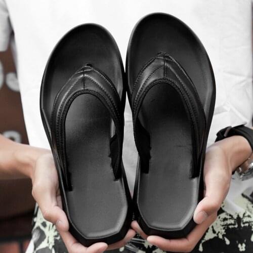 Summer men 39s sandals flip flops slippers beach 2020 leather for mens High Quality zapatillas casa hombre pu rubber lightweight